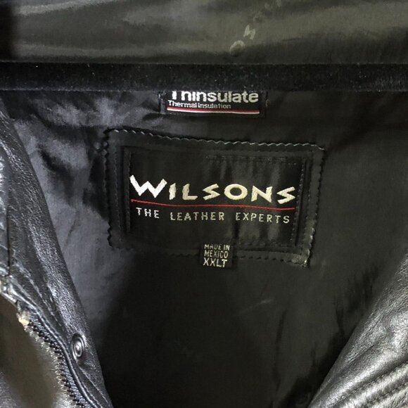 Wilsons Men Leather Bomber Jacket Size XXLT Black Thinsulate Full Zip Moto Biker - Picture 4 of 16